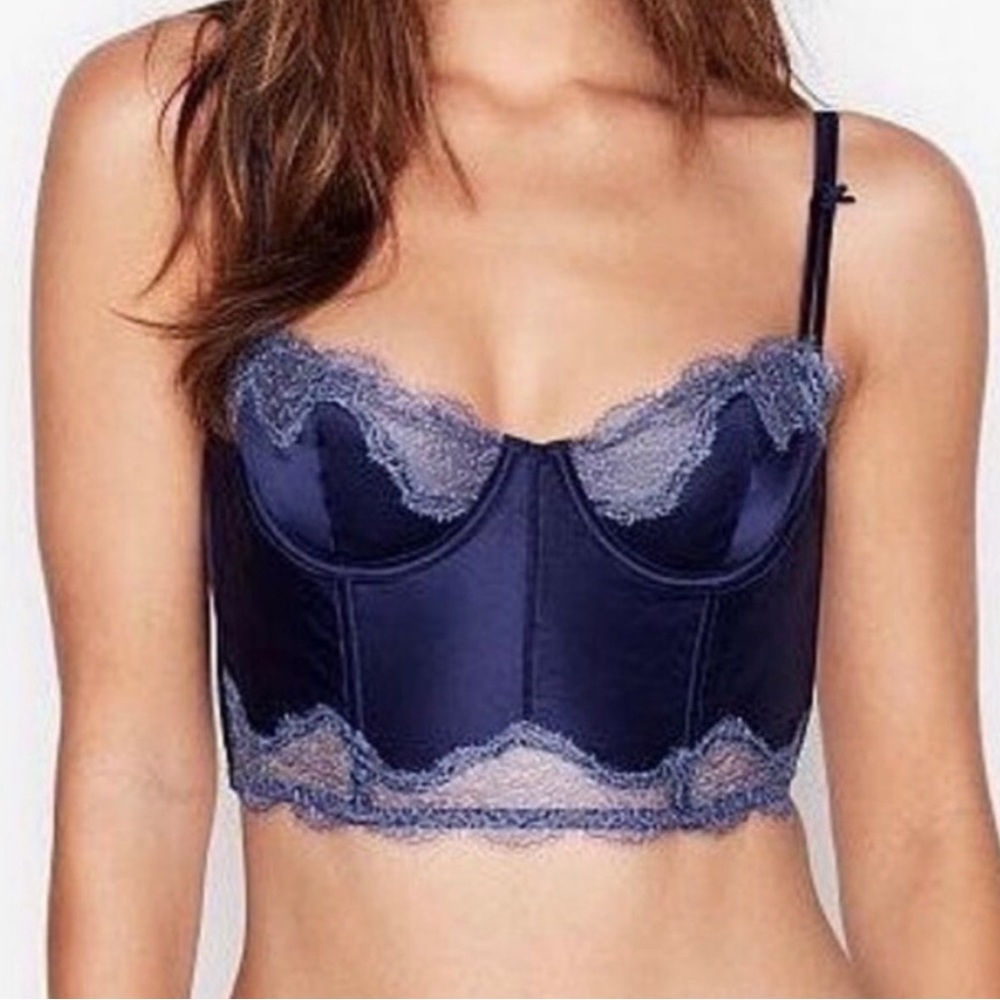 Victoria’s Secret Navy Blue Balconet Bustier Bra Size 32DD - Picture 3 of 6